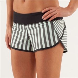 Lululemon Mint Striped Speed Shorts